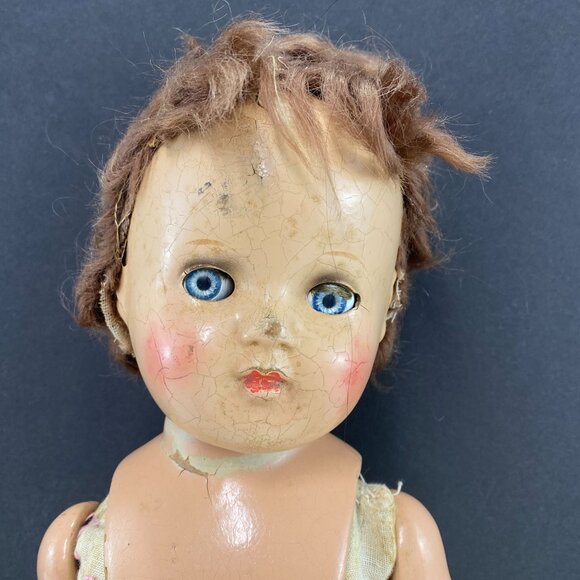 Vintage Composite Sleepy Eye Scary Doll to Craft for Halloween 22 Inch - Picture 2 of 10